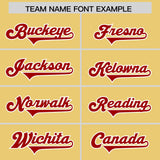 Custom Khaki Red Personalized Star Pattern Raglan Sleeves Authentic Football Jersey