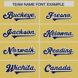 Custom Old Gold Navy Personalized Star Pattern Raglan Sleeves Authentic Football Jersey
