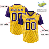 Custom Gold Purple Personalized Star Pattern Raglan Sleeves Authentic Football Jersey