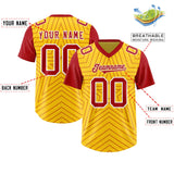 Custom Gold Red Personalized Star Pattern Raglan Sleeves Authentic Football Jersey