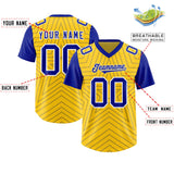 Custom Gold Royal Personalized Star Pattern Raglan Sleeves Authentic Football Jersey