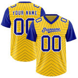 Custom Gold Royal Personalized Star Pattern Raglan Sleeves Authentic Football Jersey