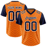 Custom Orange Navy Personalized Star Pattern Raglan Sleeves Authentic Football Jersey