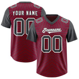 Custom Cardinal Dark Gray Personalized Star Pattern Raglan Sleeves Authentic Football Jersey
