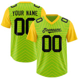 Custom Neon Green Gold Personalized Star Pattern Raglan Sleeves Authentic Football Jersey