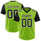 Custom Neon Green Black Personalized Star Pattern Raglan Sleeves Authentic Football Jersey