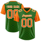 Custom Kelly Green Orange Personalized Star Pattern Raglan Sleeves Authentic Football Jersey