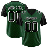 Custom Green Black Personalized Star Pattern Raglan Sleeves Authentic Football Jersey