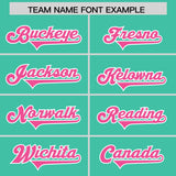 Custom Bright Green Pink Personalized Star Pattern Raglan Sleeves Authentic Football Jersey