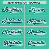 Custom Bright Green Aqua Personalized Star Pattern Raglan Sleeves Authentic Football Jersey