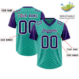 Custom Bright Green Purple Personalized Star Pattern Raglan Sleeves Authentic Football Jersey
