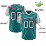 Custom Aqua Gray Personalized Star Pattern Raglan Sleeves Authentic Football Jersey