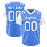 Custom Powder Blue White Personalized Star Pattern Raglan Sleeves Authentic Football Jersey