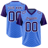 Custom Powder Blue Purple Personalized Star Pattern Raglan Sleeves Authentic Football Jersey