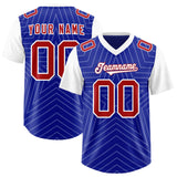 Custom Royal White Personalized Star Pattern Raglan Sleeves Authentic Football Jersey