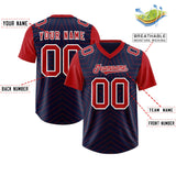 Custom Navy Red Personalized Star Pattern Raglan Sleeves Authentic Football Jersey