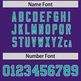 Custom Purple Aqua Personalized Star Pattern Raglan Sleeves Authentic Football Jersey