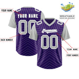 Custom Purple Gray Personalized Star Pattern Raglan Sleeves Authentic Football Jersey