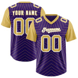 Custom Purple Old Gold Personalized Star Pattern Raglan Sleeves Authentic Football Jersey