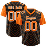 Custom Black Orange Personalized Star Pattern Raglan Sleeves Authentic Football Jersey