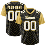 Custom Black Old Gold Personalized Star Pattern Raglan Sleeves Authentic Football Jersey
