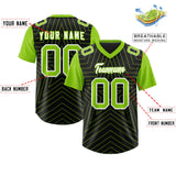 Custom Black Neon Green Personalized Star Pattern Raglan Sleeves Authentic Football Jersey