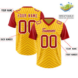 Custom Gold Red Personalized Star Pattern Raglan Sleeves Authentic Football Jersey