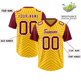 Custom Gold Cardinal Personalized Star Pattern Raglan Sleeves Authentic Football Jersey