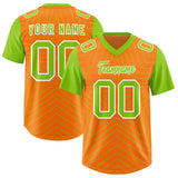 Custom Orange Neon Green Personalized Star Pattern Raglan Sleeves Authentic Football Jersey