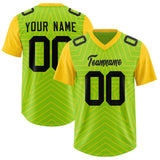 Custom Neon Green Gold Personalized Star Pattern Raglan Sleeves Authentic Football Jersey