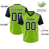 Custom Neon Green Navy Personalized Star Pattern Raglan Sleeves Authentic Football Jersey