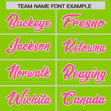 Custom Neon Green Pink Personalized Star Pattern Raglan Sleeves Authentic Football Jersey