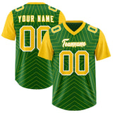 Custom Kelly Green Gold Personalized Star Pattern Raglan Sleeves Authentic Football Jersey