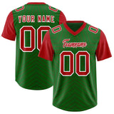 Custom Kelly Green Red Personalized Star Pattern Raglan Sleeves Authentic Football Jersey