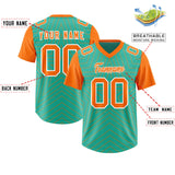 Custom Bright Green Orange Personalized Star Pattern Raglan Sleeves Authentic Football Jersey