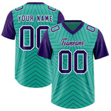 Custom Bright Green Purple Personalized Star Pattern Raglan Sleeves Authentic Football Jersey