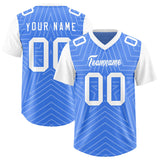 Custom Powder Blue White Personalized Star Pattern Raglan Sleeves Authentic Football Jersey