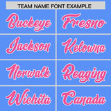 Custom Powder Blue Pink Personalized Star Pattern Raglan Sleeves Authentic Football Jersey