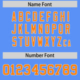 Custom Powder Blue Orange Personalized Star Pattern Raglan Sleeves Authentic Football Jersey