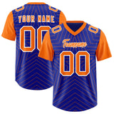 Custom Royal Orange Personalized Star Pattern Raglan Sleeves Authentic Football Jersey
