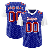 Custom Royal White Personalized Star Pattern Raglan Sleeves Authentic Football Jersey