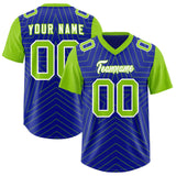 Custom Royal Neon Green Personalized Star Pattern Raglan Sleeves Authentic Football Jersey