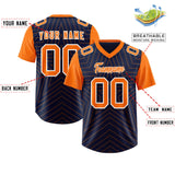 Custom Navy Orange Personalized Star Pattern Raglan Sleeves Authentic Football Jersey