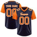 Custom Navy Orange Personalized Star Pattern Raglan Sleeves Authentic Football Jersey