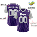 Custom Purple Gray Personalized Star Pattern Raglan Sleeves Authentic Football Jersey