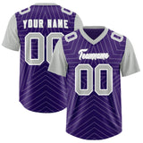 Custom Purple Gray Personalized Star Pattern Raglan Sleeves Authentic Football Jersey