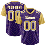 Custom Purple Old Gold Personalized Star Pattern Raglan Sleeves Authentic Football Jersey