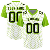Custom White Neon Green Personalized Star Pattern Raglan Sleeves Authentic Football Jersey