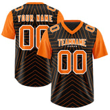 Custom Black Orange Personalized Star Pattern Raglan Sleeves Authentic Football Jersey