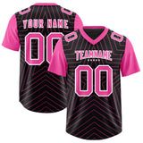 Custom Black Pink Personalized Star Pattern Raglan Sleeves Authentic Football Jersey